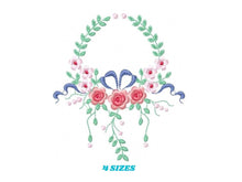 Load image into Gallery viewer, Monogram Frame embroidery designs - Flower embroidery design machine embroidery pattern - Rose wreath embroidery file - baby girl embroidery
