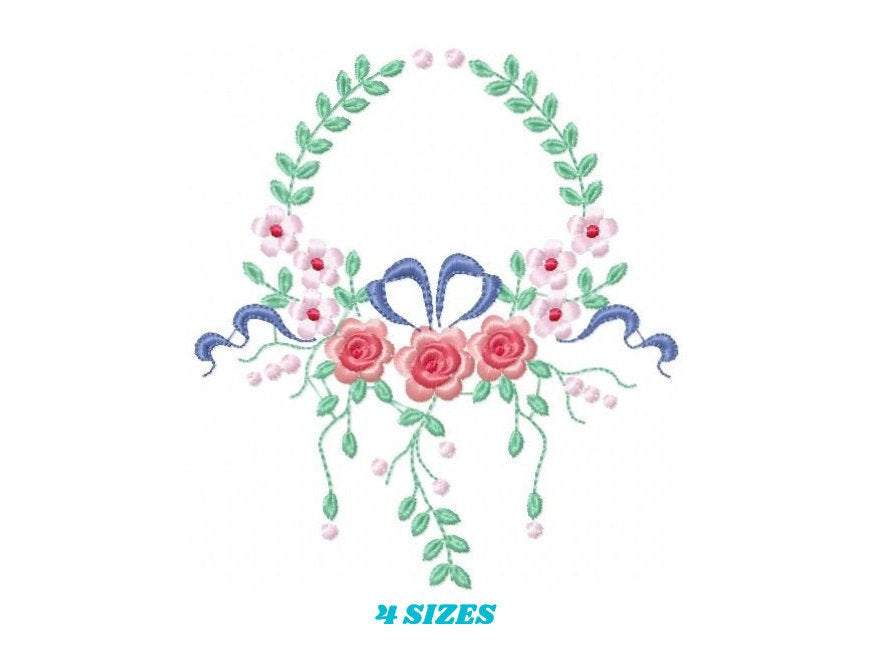 Monogram Frame embroidery designs - Flower embroidery design machine embroidery pattern - Rose wreath embroidery file - baby girl embroidery