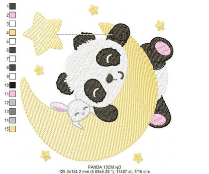 Panda embroidery design - Animal embroidery designs machine embroidery pattern - Baby boy embroidery file - girl embroidery rippled design