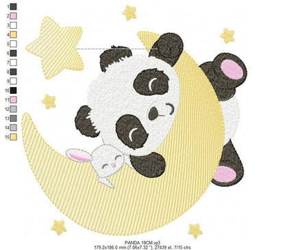 Panda embroidery design - Animal embroidery designs machine embroidery pattern - Baby boy embroidery file - girl embroidery rippled design