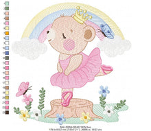 Carica l&#39;immagine nel visualizzatore di Gallery, Bear embroidery designs - Ballerina embroidery design machine embroidery pattern - Baby girl embroidery file - Ballerina bear with rainbow
