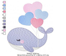 Cargar imagen en el visor de la galería, Whale embroidery designs - Animal embroidery design machine embroidery pattern - Whale with balloons embroidery file - instant download pes
