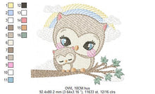 Charger l&#39;image dans la galerie, Owl embroidery design - Owl family embroidery design machine embroidery pattern - Baby boy embroidery file - digital download bird with baby

