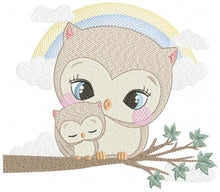 Charger l&#39;image dans la galerie, Owl embroidery design - Owl family embroidery design machine embroidery pattern - Baby boy embroidery file - digital download bird with baby
