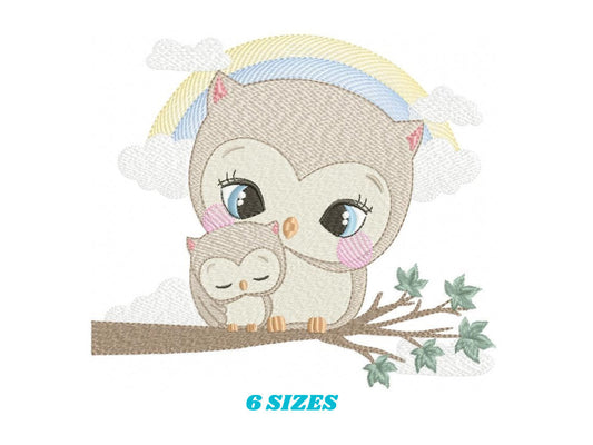 Owl embroidery design - Owl family embroidery design machine embroidery pattern - Baby boy embroidery file - digital download bird with baby