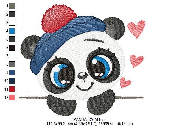Panda embroidery design - Animal embroidery designs machine embroidery pattern - Baby boy embroidery file - girl embroidery rippled design