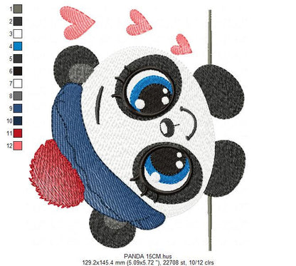 Panda embroidery design - Animal embroidery designs machine embroidery pattern - Baby boy embroidery file - girl embroidery rippled design