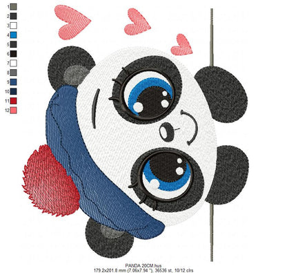Panda embroidery design - Animal embroidery designs machine embroidery pattern - Baby boy embroidery file - girl embroidery rippled design