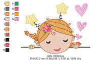 Load image into Gallery viewer, Girl embroidery designs - Baby embroidery design machine embroidery pattern - Toddler embroidery file - instant download towel pillow
