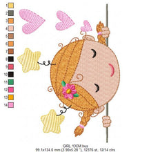 Cargar imagen en el visor de la galería, Girl embroidery designs - Baby embroidery design machine embroidery pattern - Toddler embroidery file - instant download towel pillow
