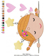 Load image into Gallery viewer, Girl embroidery designs - Baby embroidery design machine embroidery pattern - Toddler embroidery file - instant download towel pillow
