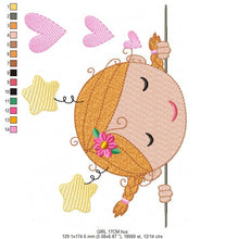 Cargar imagen en el visor de la galería, Girl embroidery designs - Baby embroidery design machine embroidery pattern - Toddler embroidery file - instant download towel pillow
