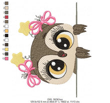 Cargar imagen en el visor de la galería, Owl embroidery design - Animal embroidery design machine embroidery pattern - Kitchen embroidery file - digital download owl with big eyes
