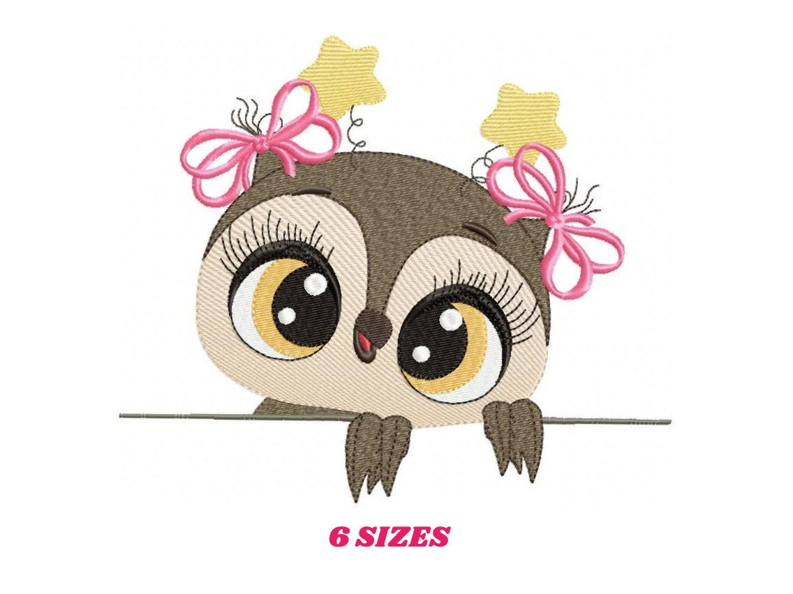 Owl embroidery design - Animal embroidery design machine embroidery pattern - Kitchen embroidery file - digital download owl with big eyes