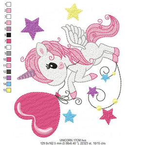 Unicorn embroidery design - Baby girl embroidery designs machine embroidery pattern - Fantasy Magical embroidery file - instant download pes