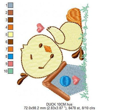 Duck embroidery design - Baby boy embroidery designs machine embroidery pattern - kid embroidery file - male duck animal  instant download