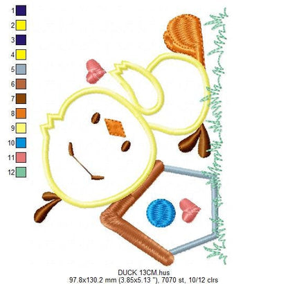 Duck embroidery design - Baby boy embroidery designs machine embroidery pattern - kid embroidery file - male duck animal  instant download