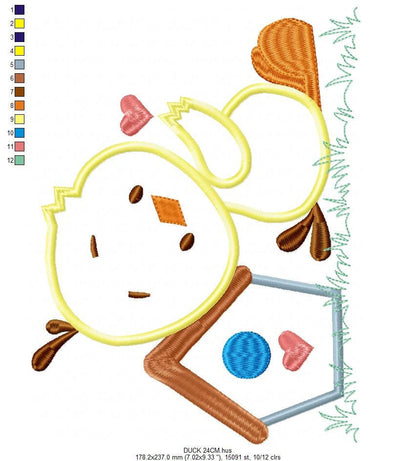 Duck embroidery design - Baby boy embroidery designs machine embroidery pattern - kid embroidery file - male duck animal  instant download