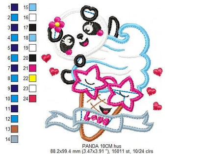 Panda embroidery design - Animal embroidery designs machine embroidery pattern - Baby girl embroidery file - ice cream embroidery applique Marcia Embroidery