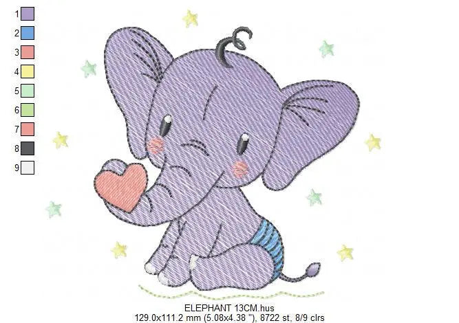 Elephant embroidery designs - Animal with heart and diaper embroidery design machine embroidery pattern - Baby boy embroidery - download Marcia Embroidery