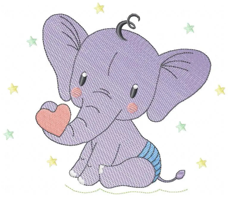 Elephant embroidery designs - Animal with heart and diaper embroidery design machine embroidery pattern - Baby boy embroidery - download Marcia Embroidery