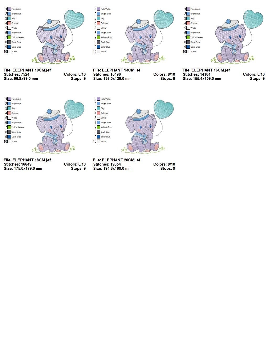 Elephant embroidery designs - Animal embroidery design machine embroidery pattern - Baby boy embroidery file - girl kid embroidery Sailor