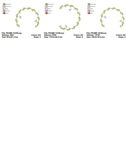 Roses Monogram Frame embroidery designs - Butterflies and Flower design machine embroidery pattern - Delicate Rose wreath - Instant download