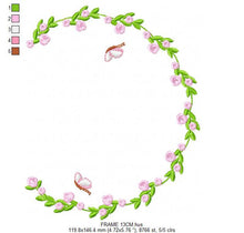 Cargar imagen en el visor de la galería, Monogram Frame embroidery designs - Flower embroidery design machine embroidery pattern - rose wreath embroidery file - baby girl embroidery
