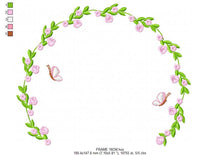 Laden Sie das Bild in den Galerie-Viewer, Monogram Frame embroidery designs - Flower embroidery design machine embroidery pattern - rose wreath embroidery file - baby girl embroidery
