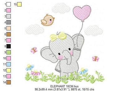 Elephant embroidery designs - Animal embroidery design machine embroidery pattern - Baby girl embroidery file - kid embroidery Towel pillow