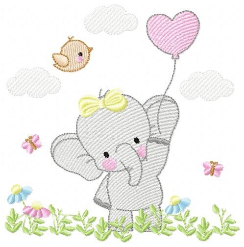 Elephant embroidery designs - Animal embroidery design machine embroidery pattern - Baby girl embroidery file - kid embroidery Towel pillow