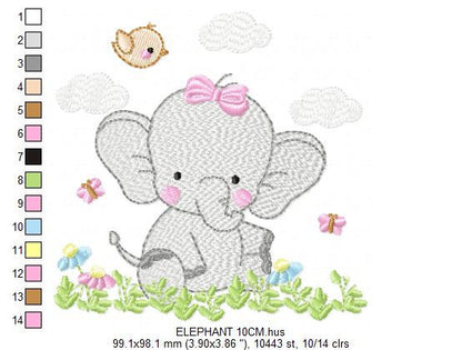 Elephant embroidery designs - Animal embroidery design machine embroidery pattern - Baby girl embroidery file - kid embroidery Spring Garden