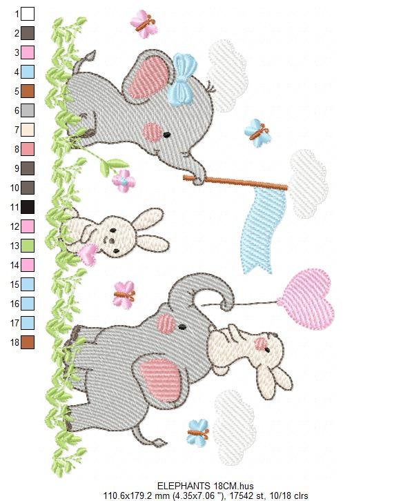 Elephant embroidery designs - Animal embroidery design machine embroidery pattern - Baby Boy embroidery file - kid embroidery Spring Garden