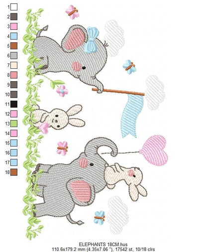 Elephant embroidery designs - Animal embroidery design machine embroidery pattern - Baby Boy embroidery file - kid embroidery Spring Garden