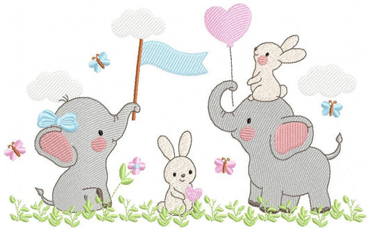 Elephant embroidery designs - Animal embroidery design machine embroidery pattern - Baby Boy embroidery file - kid embroidery Spring Garden