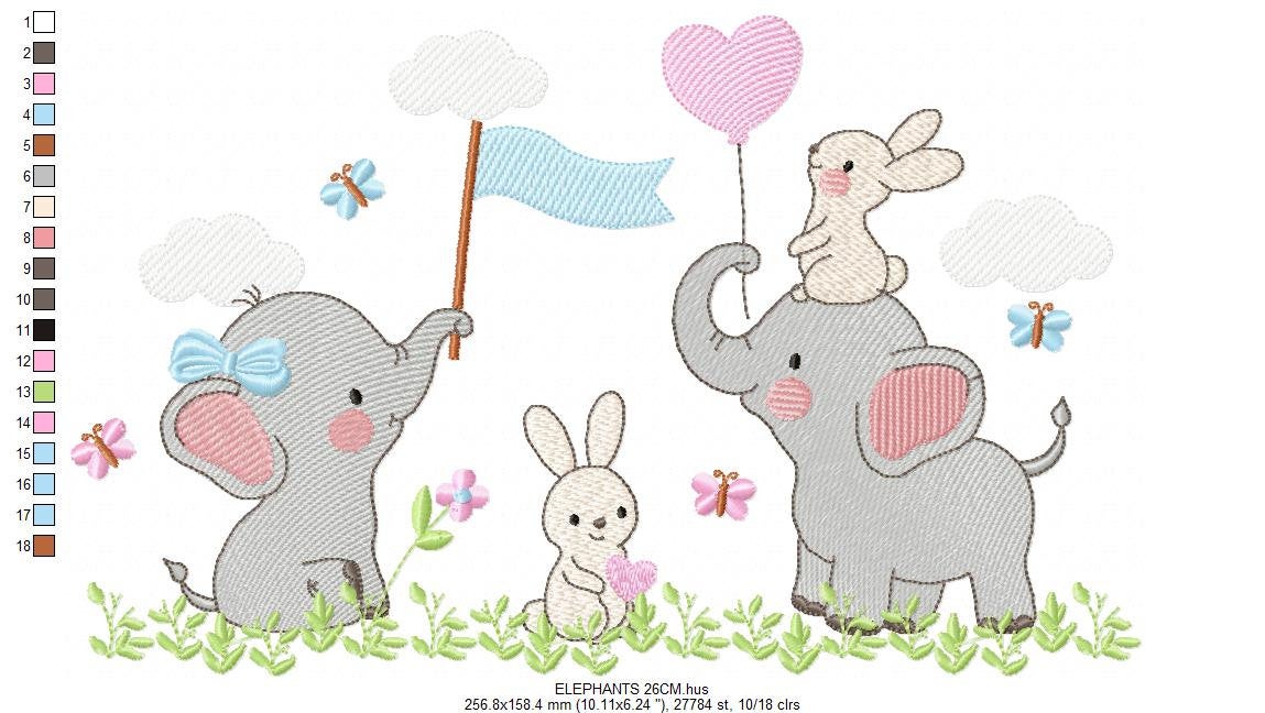 Elephant embroidery designs - Animal embroidery design machine embroidery pattern - Baby Boy embroidery file - kid embroidery Spring Garden