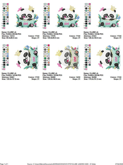 Panda with crown embroidery design - King Animal with flowers embroidery designs machine embroidery pattern - Baby boy - Instant download