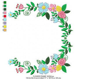 Monogram Frame embroidery designs - Flower embroidery design machine embroidery pattern - rose wreath embroidery file - baby girl embroidery