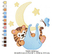 Carica l&#39;immagine nel visualizzatore di Gallery, Tiger embroidery design - Animals embroidery designs machine embroidery pattern - Baby boy embroidery - Safari embroidery file moon and star
