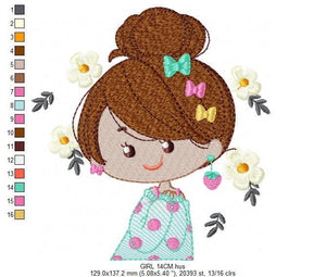 Baby girl embroidery designs - Fairy embroidery design machine embroidery - girl with flowers embroidery file - Spring embroidery pattern