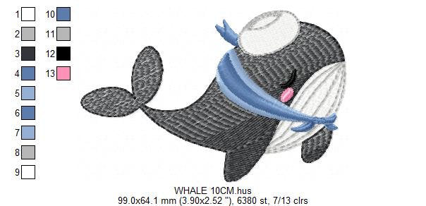 Whale embroidery designs - Ocean Fish embroidery design machine embroidery pattern - Baby boy embroidery file - sea animal embroidery pes