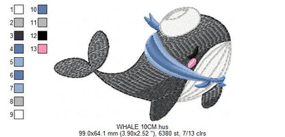 Whale embroidery designs - Ocean Fish embroidery design machine embroidery pattern - Baby boy embroidery file - sea animal embroidery pes