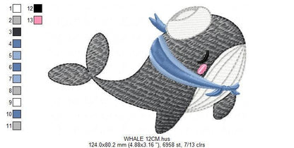 Whale embroidery designs - Ocean Fish embroidery design machine embroidery pattern - Baby boy embroidery file - sea animal embroidery pes