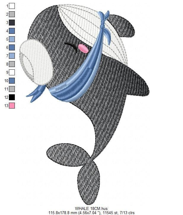 Whale embroidery designs - Ocean Fish embroidery design machine embroidery pattern - Baby boy embroidery file - sea animal embroidery pes