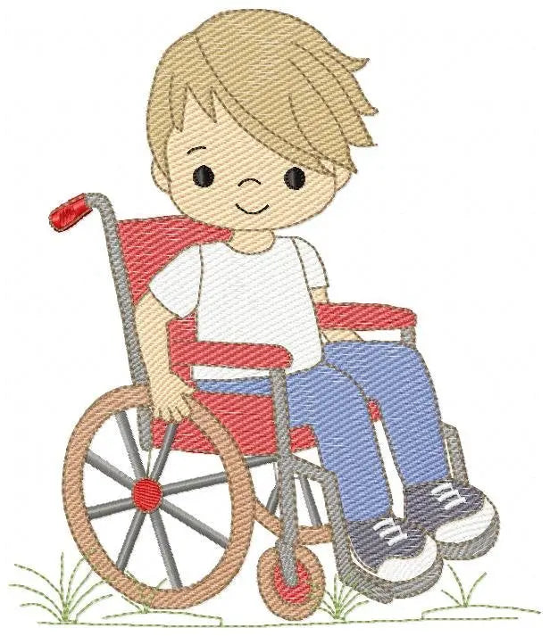 Wheelchair boy embroidery design - Special needs embroidery designs machine embroidery pattern - Kid embroidery file - acessibility  design Marcia Embroidery