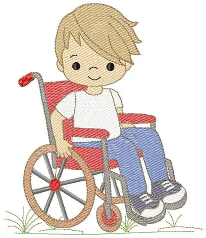 Wheelchair boy embroidery design - Special needs embroidery designs machine embroidery pattern - Kid embroidery file - acessibility  design Marcia Embroidery