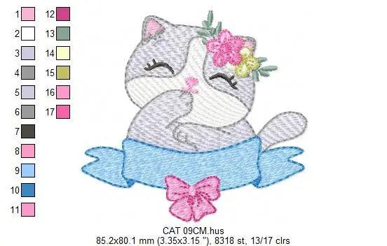 Cat embroidery design - Kitty embroidery designs machine embroidery pattern - Pet embroidery file - Baby girl embroidery Kitchen cloth Apron Marcia Embroidery