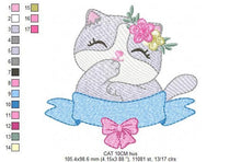 Laden Sie das Bild in den Galerie-Viewer, Cat embroidery design - Kitty embroidery designs machine embroidery pattern - Pet embroidery file - Baby girl embroidery Kitchen cloth Apron
