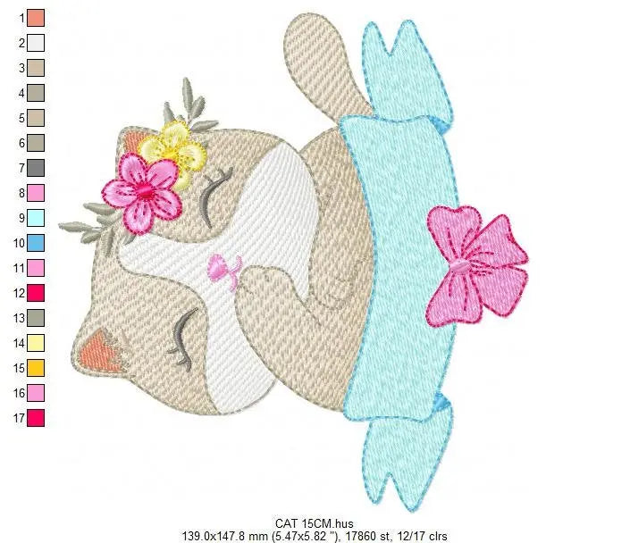 Cat embroidery design - Kitty embroidery designs machine embroidery pattern - Pet embroidery file - Baby girl embroidery Kitchen cloth Apron Marcia Embroidery