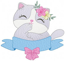 Load image into Gallery viewer, Cat embroidery design - Kitty embroidery designs machine embroidery pattern - Pet embroidery file - Baby girl embroidery Kitchen cloth Apron
